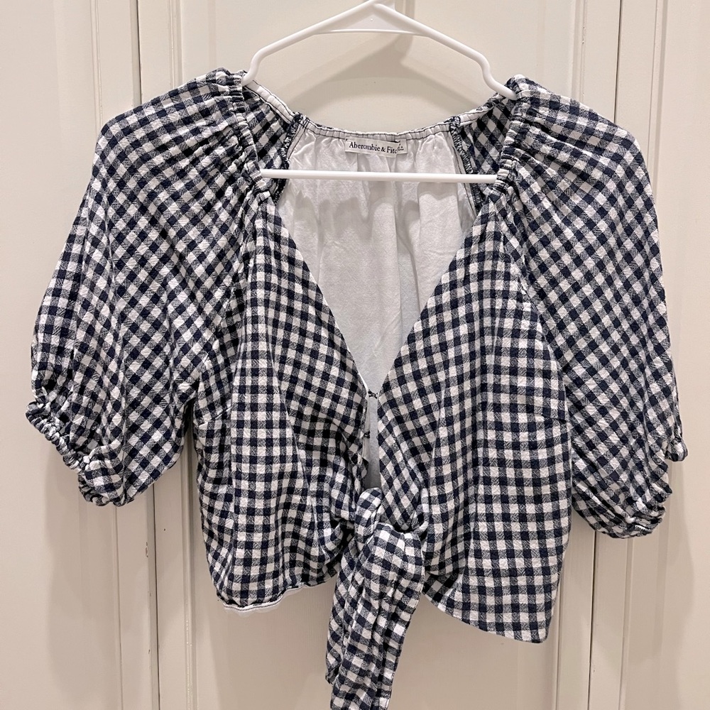 Abercrombie Checkered Tie Front Top Blouse
